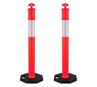 VEVOR Set di Paletto Delimitatore del Traffico φ375 x 1140 mm con Base Zavorrata Strisce Riflettenti, Paletti Stradali di Segnalazione per Controllo della Folla, 2 pezzi, Rosso