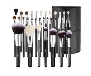VEVOR Set di Pennelli per Trucco, 34 Pezzi, Kit di Pennelli per Fondotinta, Ombretto, Correttore, Fard, con Setole Morbide, Impugnatura Ergonomica in Legno, Custodia da Viaggio Inclusa
