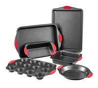 VEVOR Set di Pentole, 6 Pezzi, Piatti e Vassoi di Pentole in Acciaio al Carbonio Antiaderenti, Set di Pentole Impilabili per Forno da Cucina con Manici in Silicone, per Cuocere Biscotti, Torte, Muffin