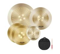VEVOR Set di Piatti per Batteria, 4 Pezzi in Lega, Hi-Hat da 355 mm, Crash da 400 mm, Ride 505 mm, Splash da 254 mm, Bacchette e Custodia per Piatti, Pacchetto in Lega per Batterista