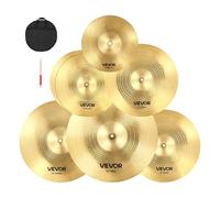 VEVOR Set di Piatti per Batteria, 6 Pezzi per Batteria in Lega, Hi-Hat da 355 mm, Crash da 400 mm/455 mm, Ride 505 mm, Splash da 254 mm, China da 400 mm, Bacchette e Custodia per Piatti