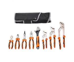 VEVOR Set di Pinze 8 Pezzi Durezza di 42HRC in Acciaio 45# con Borsetta Portatile, Set Pinze da 8 Pezzi Pinza per Giunti Scorrevole Pinza a Becco Lungo Taglierina Diagonale Pinza per Giunti Scanalati