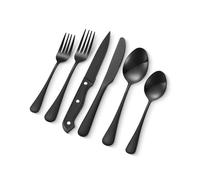 VEVOR Set di Posate in Acciaio Inossidabile per Uso Alimentare, Set Posate Altamente Lucide, Stoviglie in Lavastoviglie, Servizio 8 Persone, Coltello Forchetta Cucchiaio 48 Pezzi in Nero