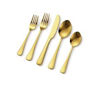 VEVOR Set di Posate in Acciaio Inossidabile per Uso Alimentare, Set Posate Altamente Lucide, Stoviglie in Lavastoviglie, Servizio 12 Persone, Coltello Forchetta Cucchiaio 60 Pezzi in Oro