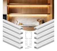 VEVOR Set di Profili per Strisce LED in Alluminio 10 pz a Forma di U Lunghezza 1 m, Confezione 10 Canali per Luci LED Sottopensile da Cucina Illuminazione con Diffusore Bianco, Canali Protezione Luci