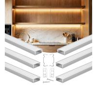 VEVOR Set di Profili per Strisce LED in Alluminio 6 pezzi a Forma di U Lunghezza 1 m, Set 6 Canali per Luci LED Sottopensile da Cucina Illuminazione con Diffusore Bianco, Canali Protezione Luci
