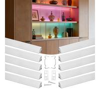VEVOR Set di Profilo per Strisce LED in Alluminio 10 pezzi a Forma di V Lunghezza 2 m, Canali per Strisce Luminose Sottopensile da Cucina con Diffusore in PC, Profilo per Luci LED in Alluminio