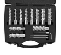 VEVOR Set di Punte per Svasatore 11 Pezzi Taglierina Anulare Accessori Weldon Diametro 11-27 mm Profondità di Foratura 50,8 mm in HSS, Punte 11 Pezzi per Trapano in Acciaio per Perforazione Magnetica