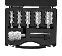 VEVOR Set di Punte per Svasatore Carotaggio 6 Pezzi Taglierina Anulare Accessori Weldon Diametro 25-50,8 mm Profondità di Foratura 50,8 mm in HSS, Set 6 Punte per Trapano in Acciaio ad Alta Velocità
