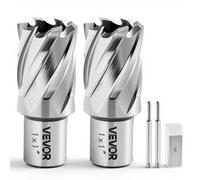 VEVOR Set di Punte per Trapano a Corona HSS 4 pezzi, Set Punte per Albero di Trapano Magnetico Diametro di Taglio 25,4 mm con 2 Perni di Centraggio Profondità di Taglio 25,4 mm Acciaio Rapido M2AL