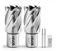 VEVOR Set di Punte per Trapano a Corona HSS 4 pezzi, Set Punte per Albero di Trapano Magnetico Diametro di Taglio 25,4 mm con 2 Perni di Centraggio Profondità di Taglio 25,4 mm Acciaio Rapido M2AL