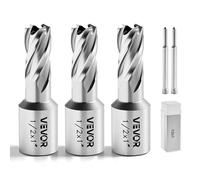 VEVOR Set di Punte per Trapano a Corona HSS 5 pezzi, Set Punte per Albero di Trapano Magnetico Diametro di Taglio 25,4 mm con 2 Perni di Centraggio Profondità di Taglio 25,4 mm Acciaio Rapido M2AL