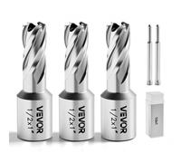 VEVOR Set di Punte per Trapano a Corona HSS 5 pezzi, Set Punte per Albero di Trapano Magnetico Diametro di Taglio 25,4 mm con 2 Perni di Centraggio Profondità di Taglio 25,4 mm Acciaio Rapido M2AL