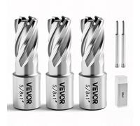 VEVOR Set di Punte per Trapano HSS 5 pezzi, Set Punte per Albero di Trapano Magnetico Diametro di Taglio 15,9 mm con 2 Perni di Centraggio Profondità di Taglio 25,4 mm Acciaio Rapido M2AL