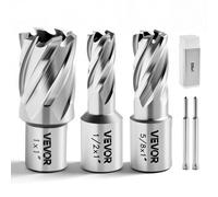 VEVOR Set di Punte per Trapano HSS 5 pezzi, Set Punte per Albero di Trapano Magnetico Diametro di Taglio 12,7/15,87/25,4 mm con 2 Perni di Centraggio Profondità di Taglio 25,4 mm, Scatole di Plastica