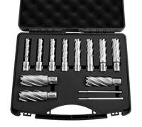 VEVOR Set di Punte per Trapano Magnetiche HSS 13 pezzi, Kit Punte per Avviatore Diametro di Taglio 11,11-26,98 mm, 11 Punte per Trapano di Foratura 2 Perni di Centraggio, Profondità di Taglio 50,8 mm