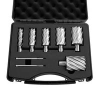VEVOR Set di Punte per Trapano Magnetiche HSS 8 pezzi, Kit Punte per Avviatore Diametro di Taglio 22,22-50,8 mm, 6 Punte per Trapano di Foratura 2 Perni di Centraggio, Custodia per Trasporto