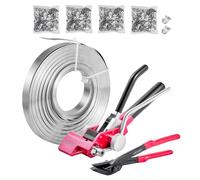 VEVOR Set di Reggiatura per Cinghie Metalliche, Kit di Reggiatrice Manuale per Pallet Resistente, Reggetta in Acciaio da 122 m, 400 Sigilli Metallici, per Magazzino Trasporto e Imballaggio Industriale