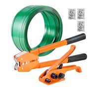 VEVOR Set di Reggiatura per Cinghie Plastiche, Kit di Reggiatura Manuale, Tendireggia e Sigillatrice con Reggia in PET da 304,8 m e 300 Sigilli Metallici, per Imballaggio di Pallet, Magazzino Trasloco