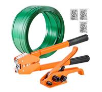 VEVOR Set di Reggiatura per Cinghie Plastiche, Kit di Reggiatura Manuale, Tendireggia e Sigillatrice con Reggia in PET da 304,8 m e 300 Sigilli Metallici, per Imballaggio di Pallet, Magazzino Trasloco