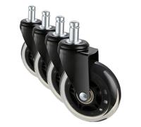 VEVOR Set di Ruote Girevoli di Ricambio per Sedia da Ufficio da 5 Pezzi Diametro 76,2 mm, Ruote Pivotanti 5 Pezzi per Sedia da Computer per Carichi Pesanti per Pavimenti Capacità di Carico max. 59 kg