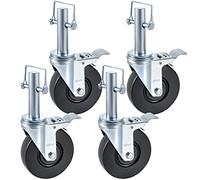 VEVOR Set di Ruote Girevoli per Ponteggio in Gomma 12 cm, Ruote con Stelo Girevoli a 360° con Doppio Bloccaggio, Set di 4 Pezzi, Portata 127 kg per Ruota, per Carrello, Mobili, Trasporto Materiale