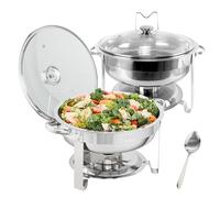 VEVOR Scaldavivande 2 Pz 3,5L Acciaio Inox per Buffet Catering Coperchio Vetro