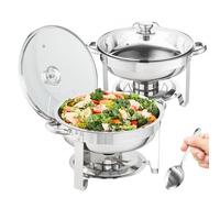 VEVOR Scaldavivande 2 Pz 3,5L Acciaio Inox per Buffet Catering Coperchio Vetro