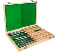 VEVOR Set di Scalpelli per Tornio 8 Pezzi Tornio per Lavorazione Legno di Tavolo da Lavoro, Lunghezza Lama 17,59 cm ca. Spessore 6,5-7 mm, Kit Scalpelli per Tornio