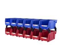 VEVOR Set di Scatole Impilabili Plastiche Portaoggetti da Muro Contenitore Impilabile 6 Pezzi Blu/Rosso da Officina Garage, Scatole Impilabili Cassette Portaoggetti in Plastica 6 Pezzi 276x279x128 mm