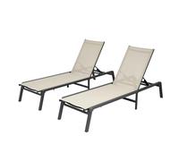 VEVOR Set di Sedie a Sdraio da Esterno 2 pezzi, Carico 180 kg, Sedia a Sdraio Pieghevole, Posizioni Regolabili, Facile da Montare, Sdraio Reclinabili in Alluminio per Piscina, Spiaggia, Giardino