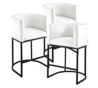 VEVOR Set di Sgabelli da Bar, Sgabelli da Bancone, Confezione da 3 Altezza 87 cm, Sedia da Cucina con Schienale Braccioli, Struttura in Metallo Poggiapiedi, Capacità di Carico 158,8 kg, Bianco