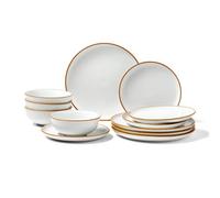 VEVOR Set di Stoviglie, 12 Pezzi Servizio per 4 Persone, Piatti Ciotole Rotondi, Stoviglie in Ceramica Antigraffio, Piatti per Lavastoviglie Microonde, per Insalata Zuppa Pasta, Bianco