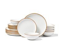 VEVOR Set di Stoviglie, 18 Pezzi Servizio per 6 Persone, Piatti Ciotole Rotondi, Stoviglie in Ceramica Antigraffio, Piatti per Lavastoviglie Microonde, per Insalata Zuppa Pasta, Bianco