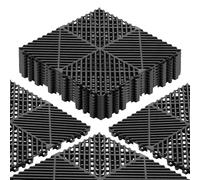 VEVOR Set di Tappetini di Drenaggio ad Incastro 12 pezzi, Set di Piastrelle 31 x 31 cm per Pavimenti da Garage Antiscivolo Tappetini Materiale in PP Pavimentazione Modulare per Ambienti Umide, Nero