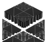 VEVOR Set di Tappetini di Drenaggio ad Incastro 12 pezzi, Set di Piastrelle 31 x 31 cm per Pavimenti da Garage Antiscivolo Tappetini Materiale in PP Pavimentazione Modulare per Ambienti Umide, Nero