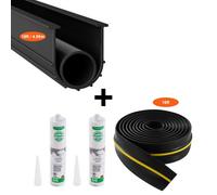 VEVOR Set di Tenuta per Soglie di Porte da Garage 4,87 m Forma a U + O-ring, Guarnizione per Parti Inferiori di Porte da Garage, Combinabile con Strisce di Tenuta Resistenti alle Intemperie, Nero