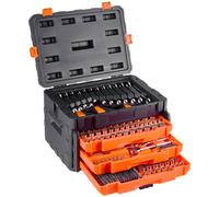 VEVOR Set di Utensili Meccanici e Set di Bussole, 450 Pezzi, Bussole Profonde e Standard da 6,4, 9,5 e 12,7 mm, Kit di Utensili Meccanici Metrici SAE con Punte, Chiavi, Accessori, Custodia Arancione