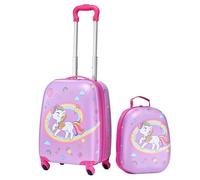 VEVOR Set di Valigie per Bambini da Vacanza 2 Pezzi, Valigia Rigida da 45,7 cm con Ruote e Zaino Rigido, a Forma di Unicorno, Regalo di Compleanno per Bambini, Approvato dalle Compagnie Aeree