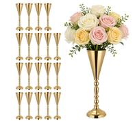 VEVOR Set di Vasi Decorativi Centrotavola per Matrimonio in Metallo 20 pezzi, Set di Vasi Supporto per Composizioni Floreali Altezza 43 cm per Decorazioni Banchetti Feste Casa Colore Oro
