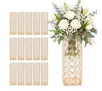 VEVOR Set di Vasi Decorativi per Matrimonio Banchetti Supporto Centrotavola Altezza 26 cm Base Cilindrica con Perline di Cristallo per Composizioni Floreali, Vasi Decorativi per Decorazione