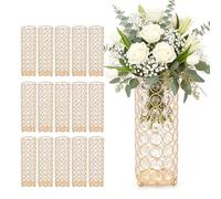 VEVOR Set di Vasi Decorativi per Matrimonio Banchetti Supporto Centrotavola Altezza 26 cm Base Cilindrica con Perline di Cristallo per Composizioni Floreali, Vasi Decorativi per Decorazione