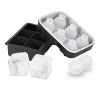 VEVOR Set di Vassoi per Palline Cubetti di Ghiaccio 6 Pezzi Colore Nero Sfera Diametro 4,3cm Cubetti 5x5x5cm, Stampo per Cubetti di Ghiaccio Palline di Ghiaccio Materiale in Silicone Cocktail Vodka