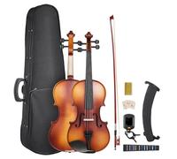VEVOR Set di Violini da 355 mm Set Completo per Violino in Legno Massello, Misura Standard, con Custodia Rigida, Colofonia, Archetto, Spalliera, Ponticello, Corde Extra, Marrone Opaco