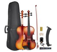 VEVOR Set di Violini da 355 mm Set Completo per Violino in Legno Massello, Misura Standard, con Custodia Rigida, Colofonia, Archetto, Spalliera, Ponticello, Corde Extra, Marrone Lucido