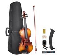 VEVOR Set di Violino 340 mm Set Completo per Violino con Custodia Rigida, Colofonia, Archetto, Spalliera, Ponticello, Accordatore e Corde Extra, Strumenti Musicali per Adulti, Studenti, Marrone Opaco