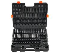 VEVOR Set di Viti a Percussione con Attacco da 3/8" e 1/2", Set di Bussole Metriche e SAE 130 Pezzi Acciaio Legato al Cr-Mo per Riparazioni Auto, Marcature Dimensioni Facile Lettura, con Valigetta