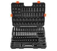 VEVOR Set di Viti a Percussione con Attacco da 3/8" e 1/2", Set di Bussole Metriche e SAE 130 Pezzi Acciaio Legato al Cr-Mo per Riparazioni Auto, Marcature Dimensioni Facile Lettura, con Valigetta