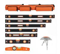 VEVOR Set Livellatrice 6 Pezzi, 250/400/600/800/1200/2000 mm, Righello per Fiale a Bolla per 45/90/180 Gradi, Strumento di Livellamento Magnetico in Lega di Alluminio Antiurto, Scala SAE