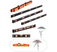 VEVOR Set Livellatrice 6 Pezzi, 250/400/600/800/1200/2000 mm, Righello per Fiale a Bolla per 45/90/180 Gradi, Strumento di Livellamento Magnetico in Lega di Alluminio Antiurto, Scala SAE